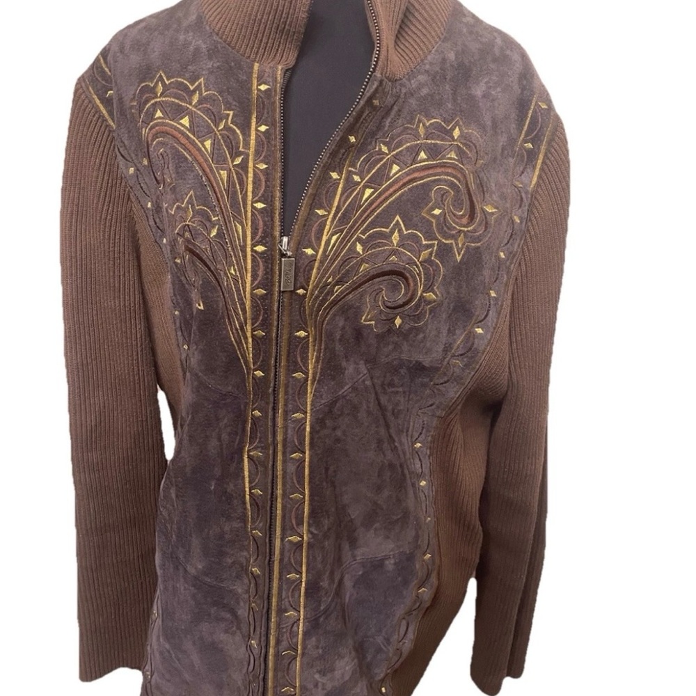 Bob Mackie Embroidered Leather Jacket